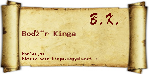 Boér Kinga névjegykártya