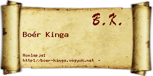 Boér Kinga névjegykártya